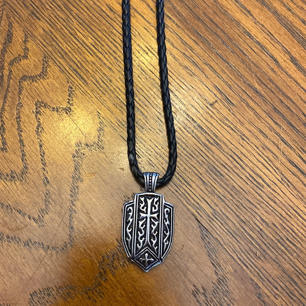 black braided cross necklace
